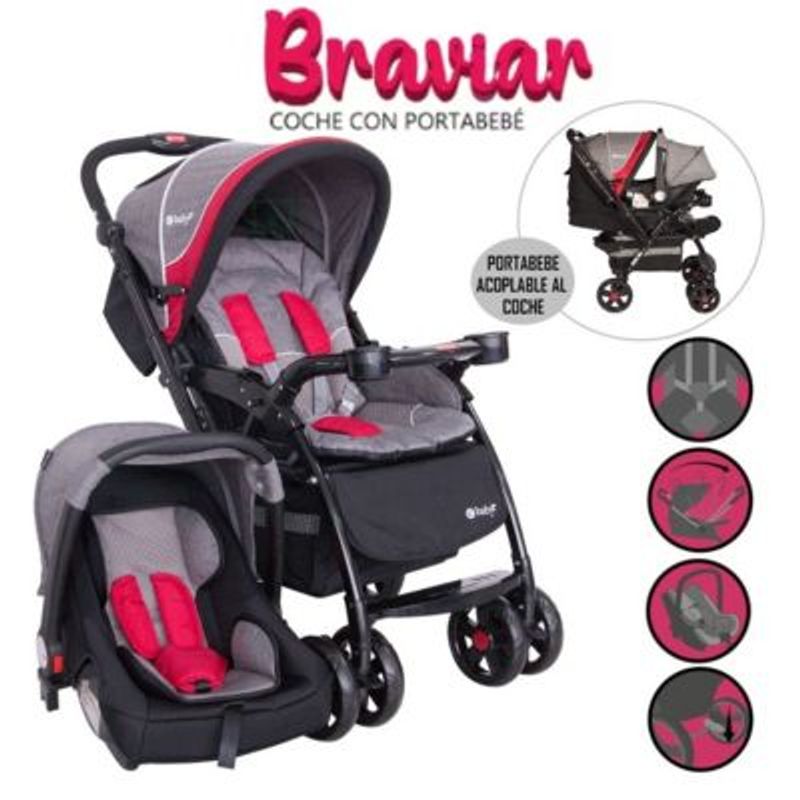 EBABY - Coche con porta bebe braviar  4 EN 1 1092 Rojo