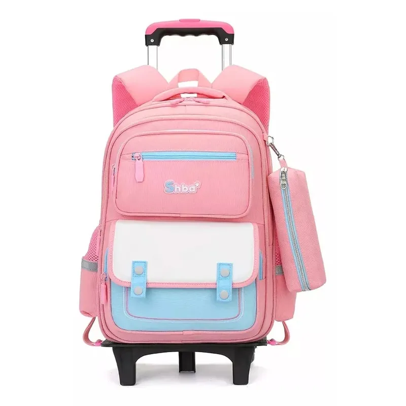 GENERICO - Makeway - Mochila con 6 ruedas escaladoras c/ cartuchera niñas