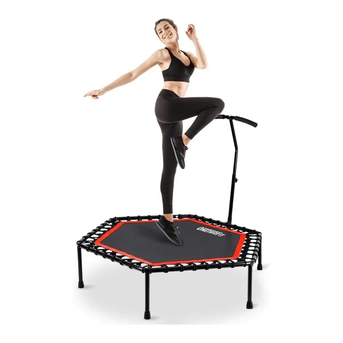 EVERBEST - Trampolín deportivo fitness con Parante regulable Cama saltarina Hexagonal