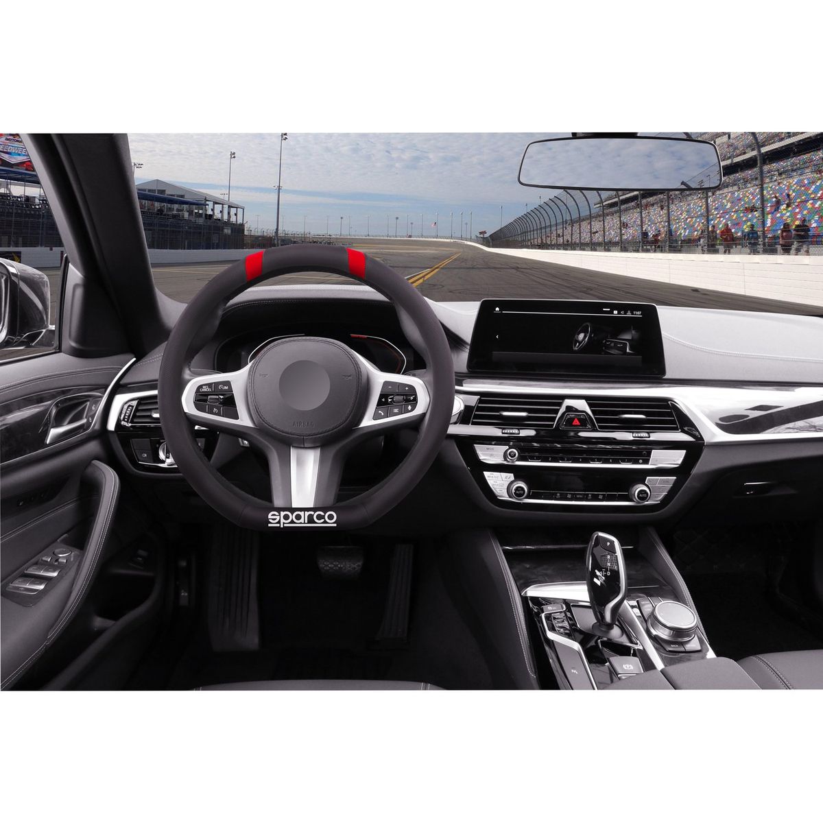 SPARCO - Cubre Volante Negro-Rojo para Auto SPC1114RD