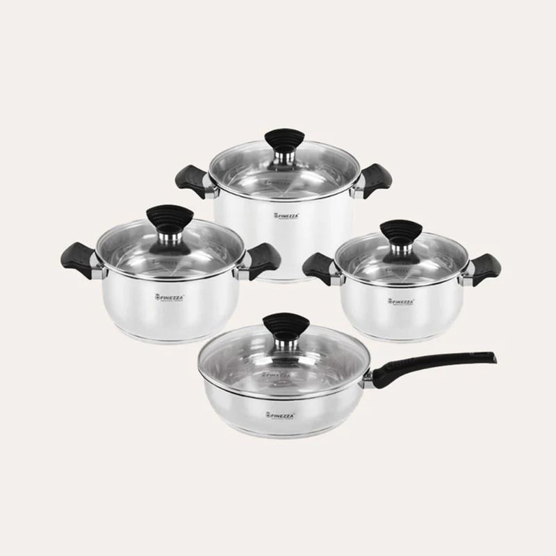 FINEZZA - Juego de ollas de acero de 8 pzs Finezza FZ-1006TV-IN