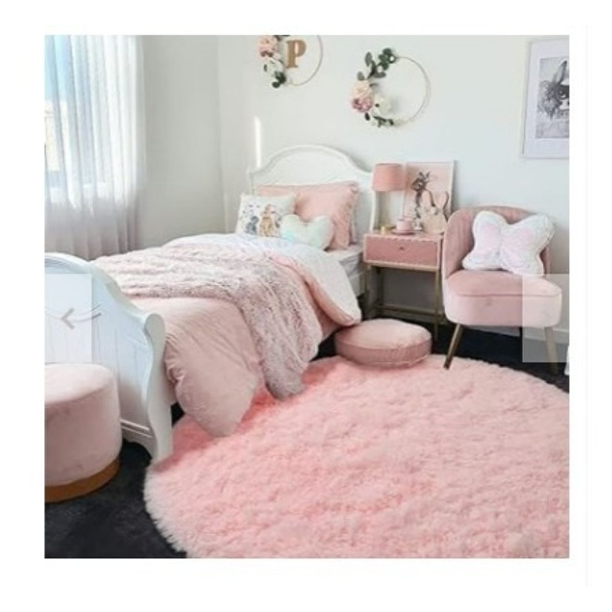 GENERICO - Bajada de Cama Redonda 100cm rosado bebé