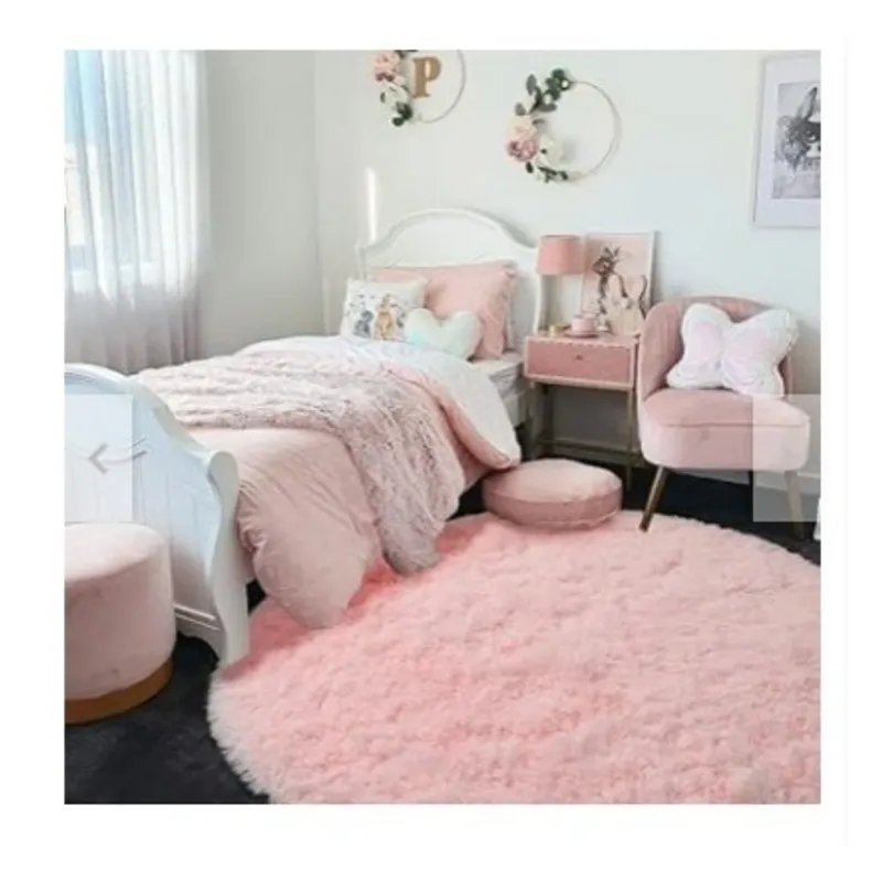 GENERICO - Bajada de Cama Redonda 100cm rosado bebé