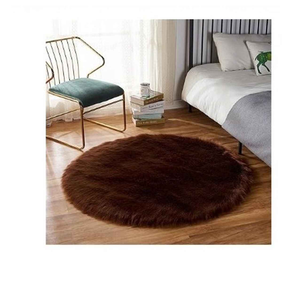 GENERICO - Bajada de Cama Redonda 100cm marrón