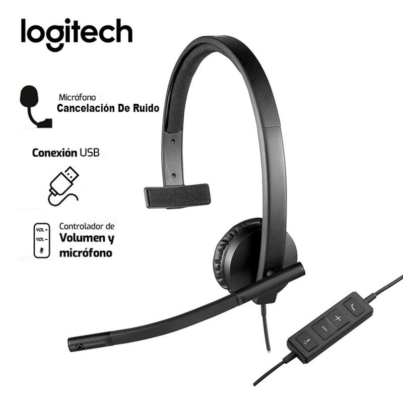 LOGITECH - Audifono LOGITECH B2B H570E Profesionales USB Call center - Negro