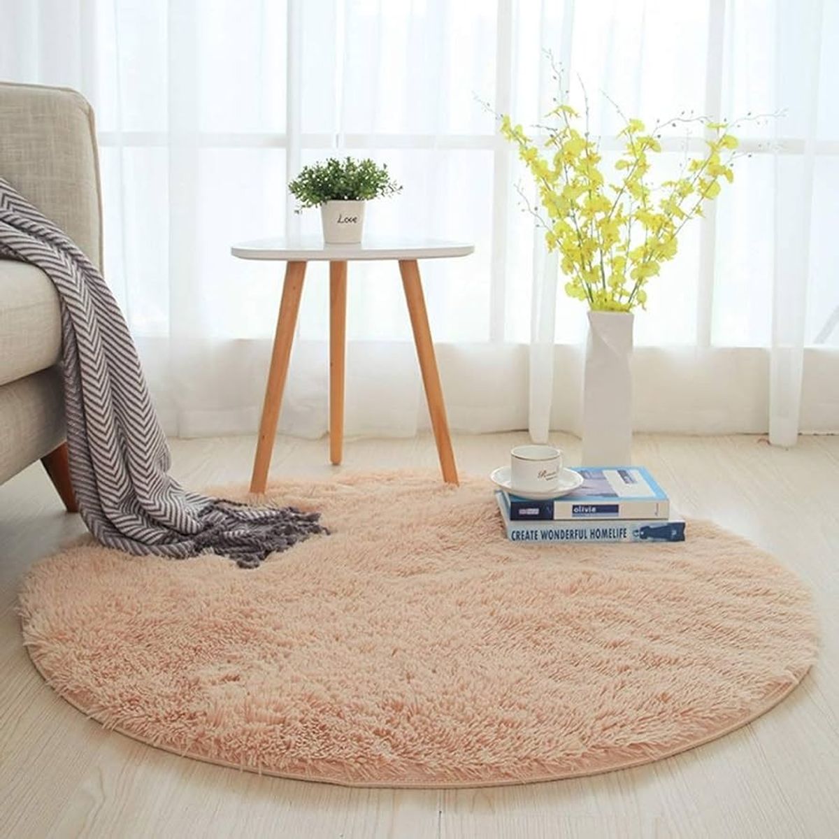 Bajada de Cama Redonda 150cm Beige, marca GENERICO - Foto 2