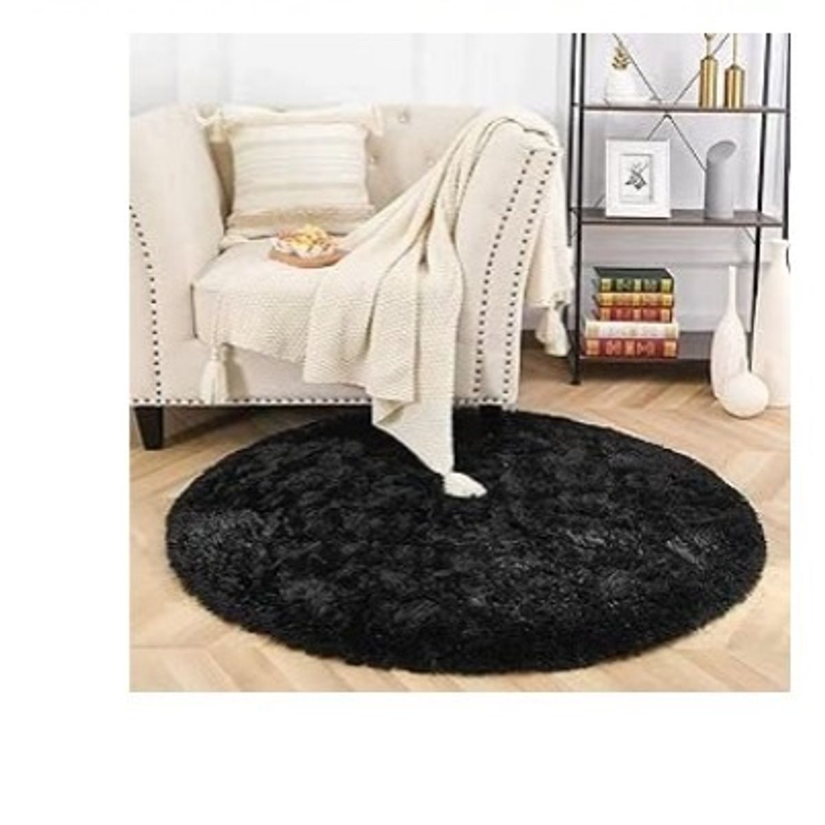 GENERICO - Bajada de Cama Redonda 150cm Negro