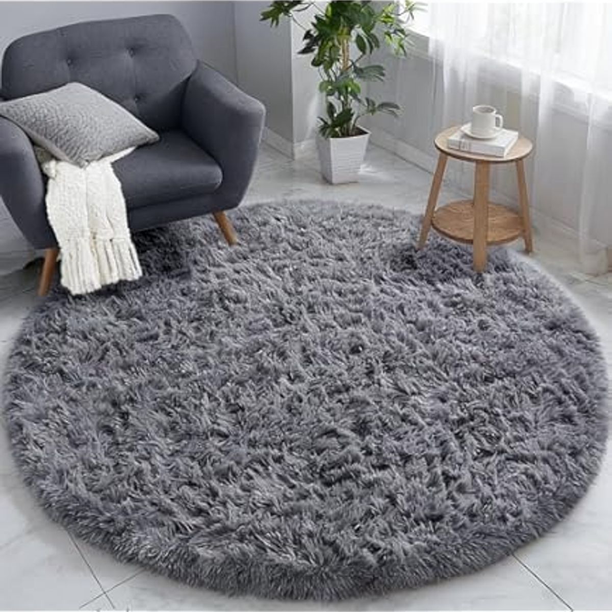 Bajada de Cama Redonda 150cm plomo, marca GENERICO - Foto 2