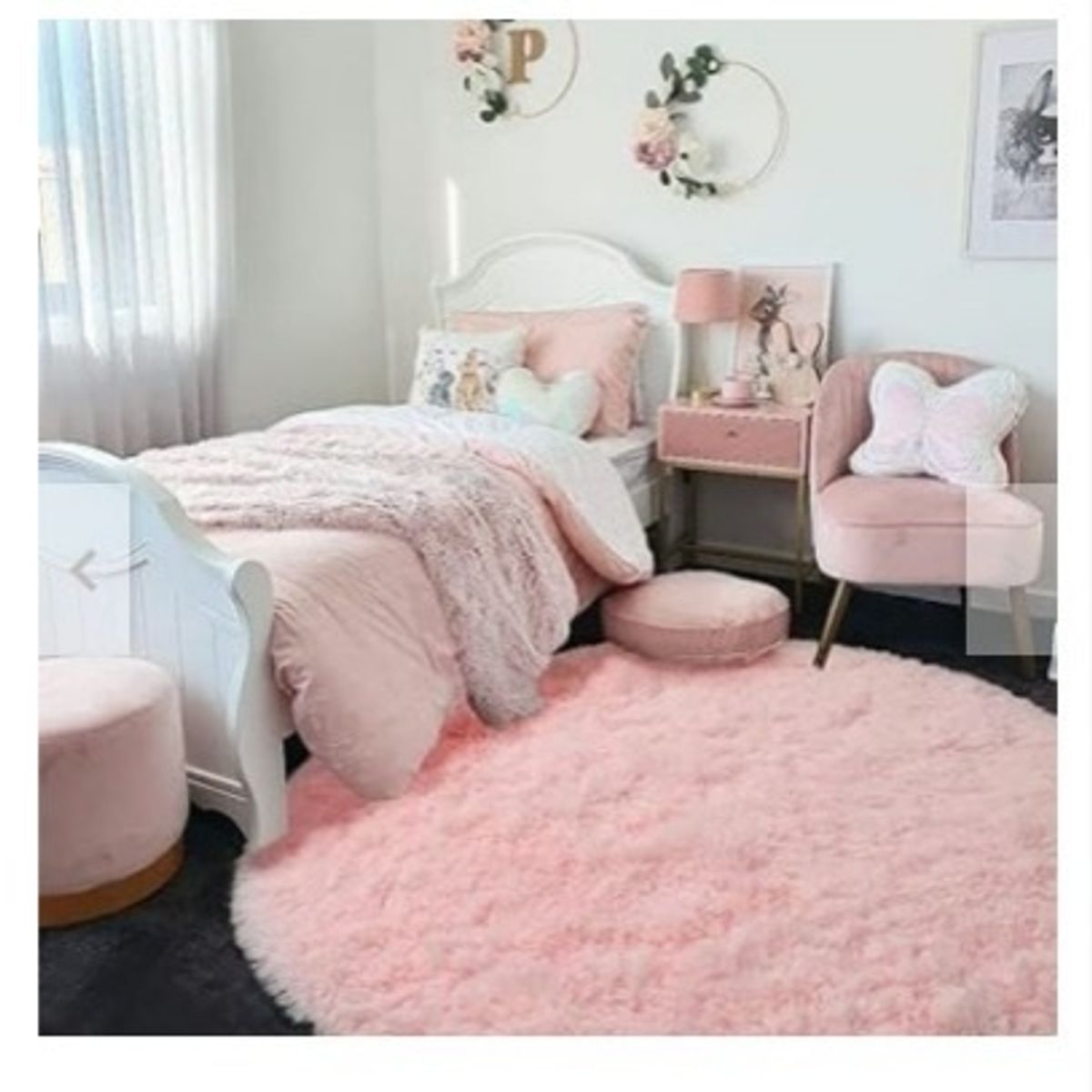 GENERICO - Bajada de Cama Redonda 150cm rosado bebé