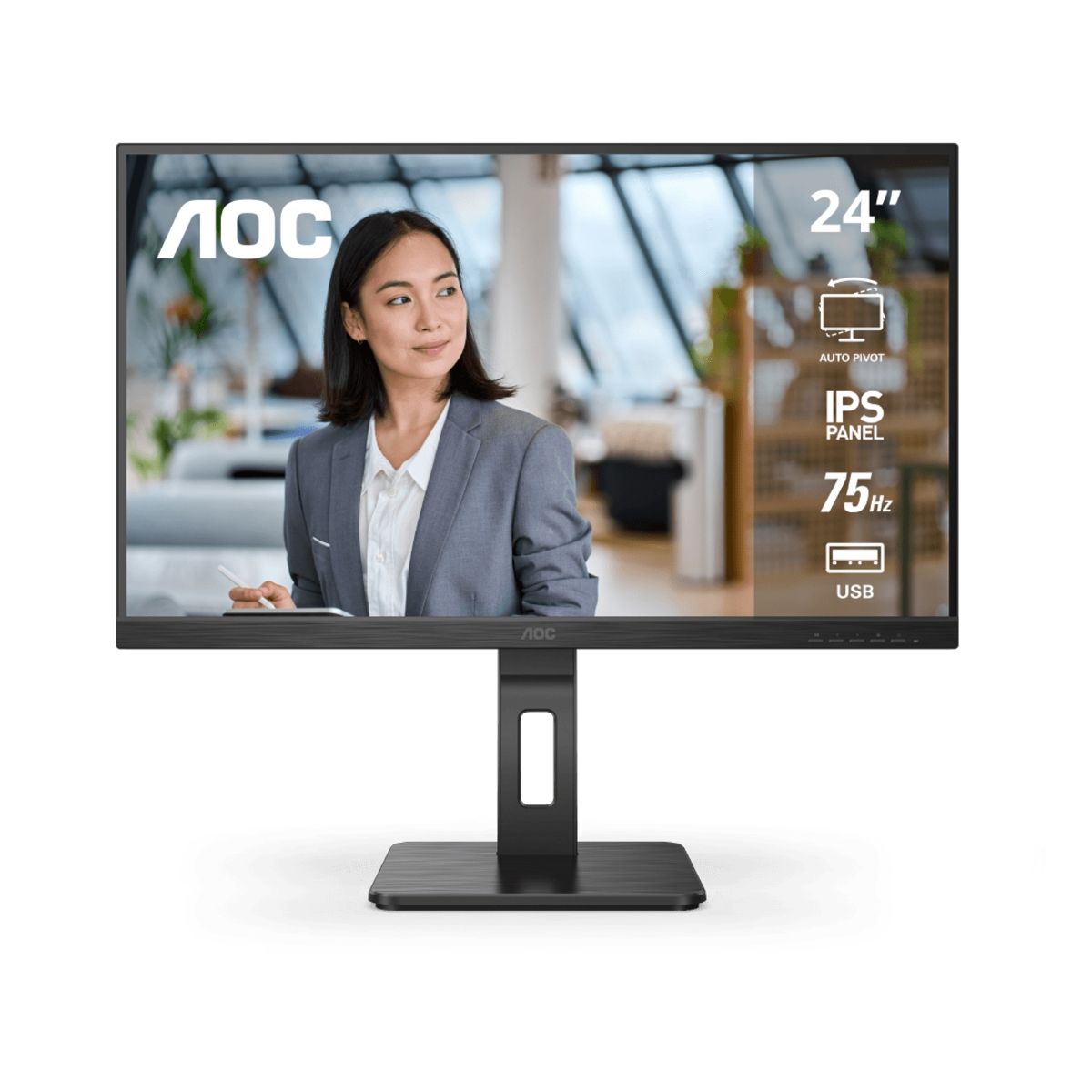 AOC - Monitor AOC 23.8 " FHD IPS PIVOT- 24P2U