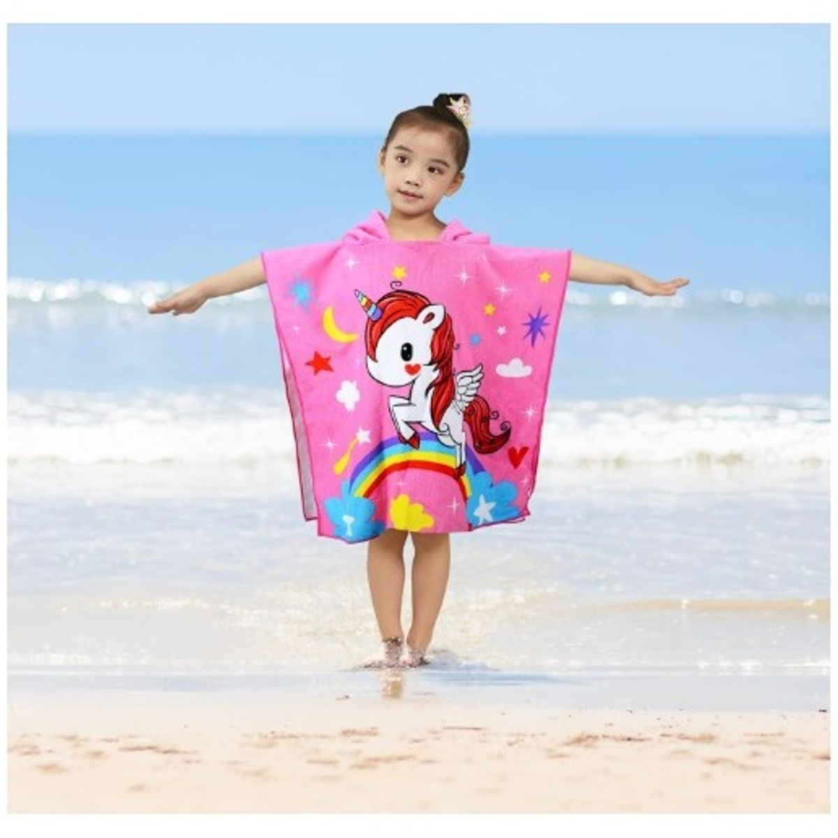 GENERICO - Toalla de Baño Tipo Capa con Capucha Unicornio para Niñas Verano