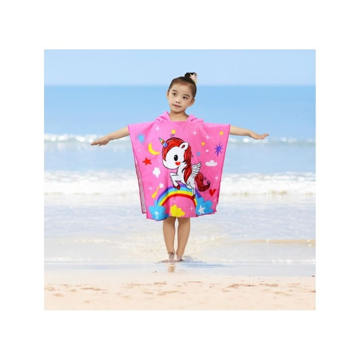 GENERICO - Toalla de Baño Tipo Capa con Capucha Unicornio para Niñas Verano