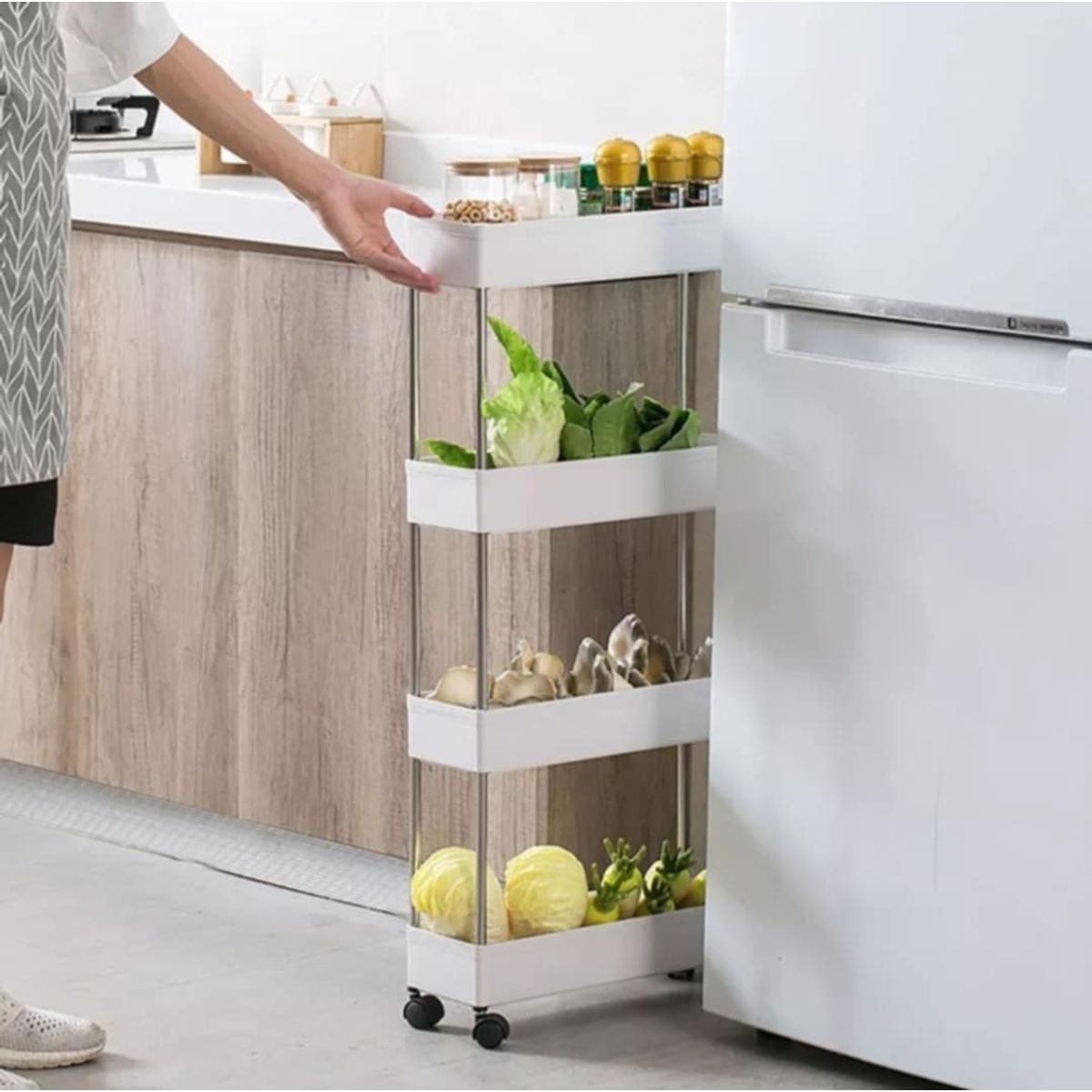 GENERICO - Carrito de 4 pisos Almacenamiento De Espacios Pequeños de Cocina