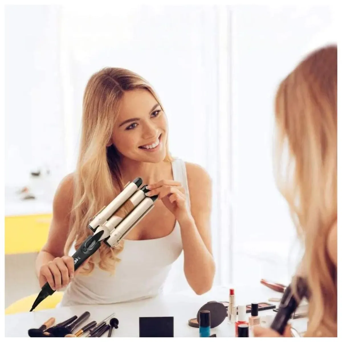 GENERICO - Rizador Profesional Ondulador de 3 Barriles para Cabello - Dorado - M