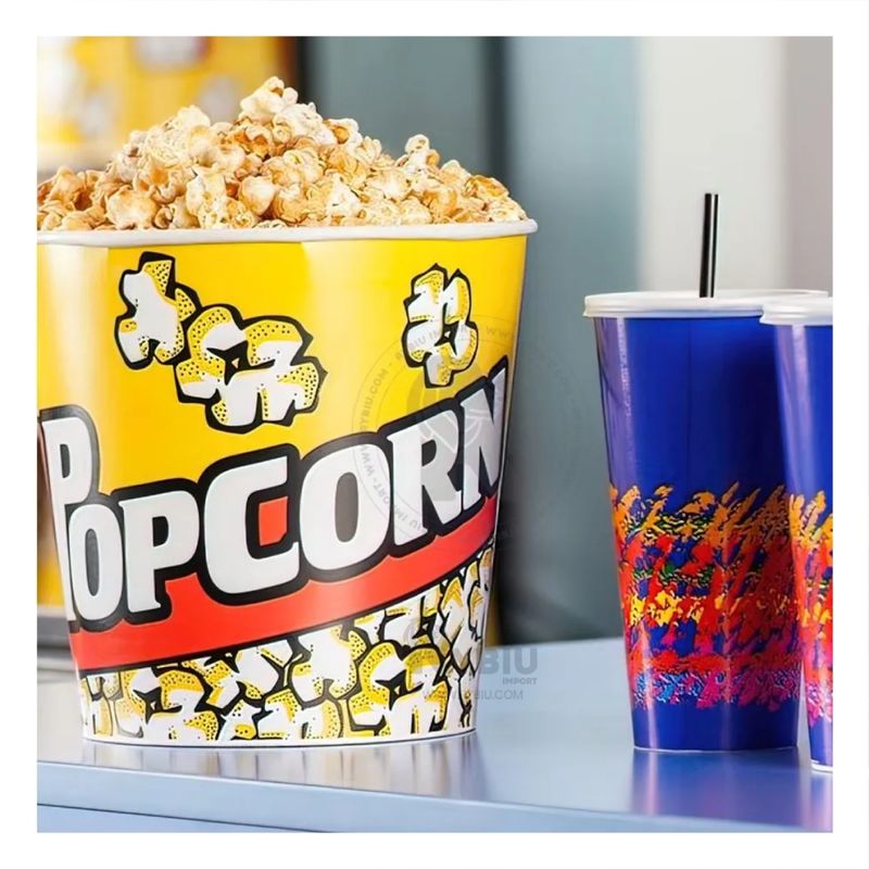 RYBIU IMPORT - Pack2 Balde Practico de Popcorn Amarillo Y+Regalo Stickers
