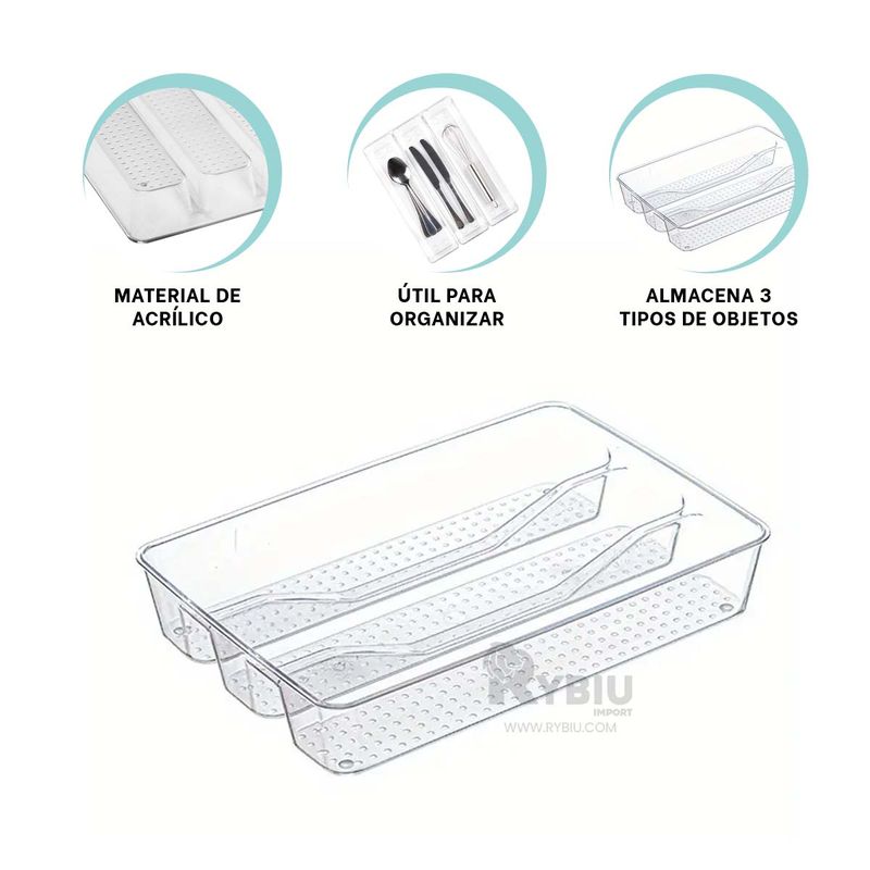 RYBIU IMPORT - Pack2 Recipiente 3 de 27x18x5cm Y+Regalo Ligas para Peinar