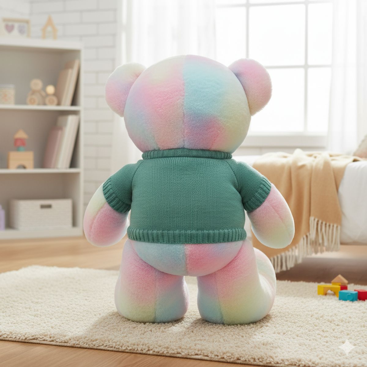 GENERICO - Peluche Multicolor Oso Tierno Con Chompa Verde