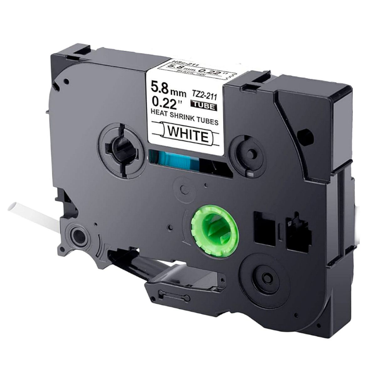 GENERICO - CINTA BROTHER COMPATIBLE HS2-211E 5-8MM LETRA NEGRO SOBRE BLANCO