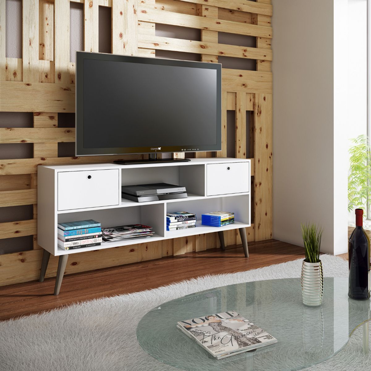 BRV MOVEIS - Aparador Skyler 69x35x135 cm Blanco