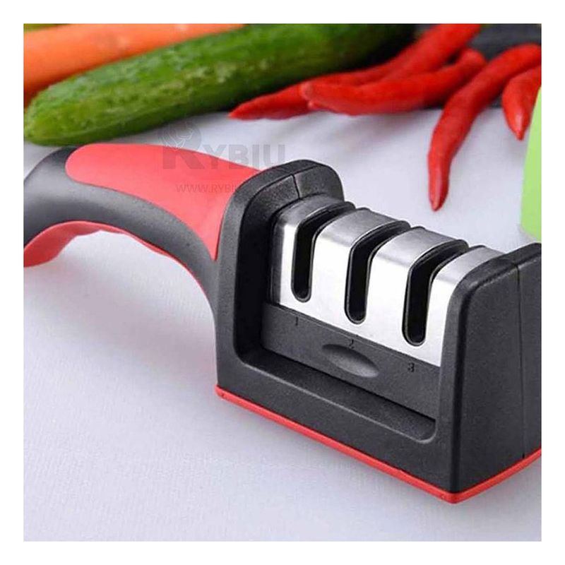 GENERICO - Pack2 Afilador Funcional de Cuchillo con Mango Plástico Rojo