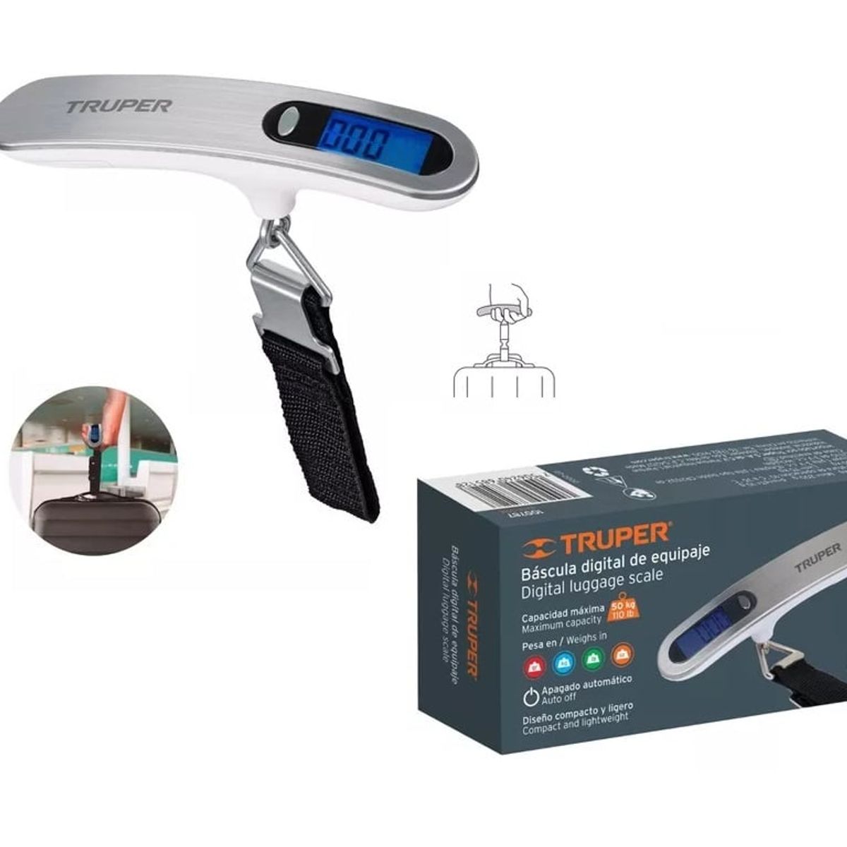 TRUPER - Balanza Digital Mano Truper Bascula 50kg Equipaje Maletas