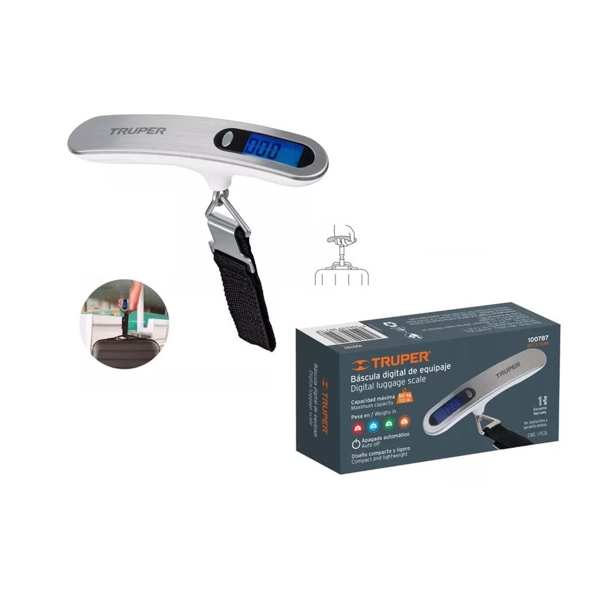 TRUPER - Balanza Digital Mano Truper Bascula 50kg Equipaje Maletas