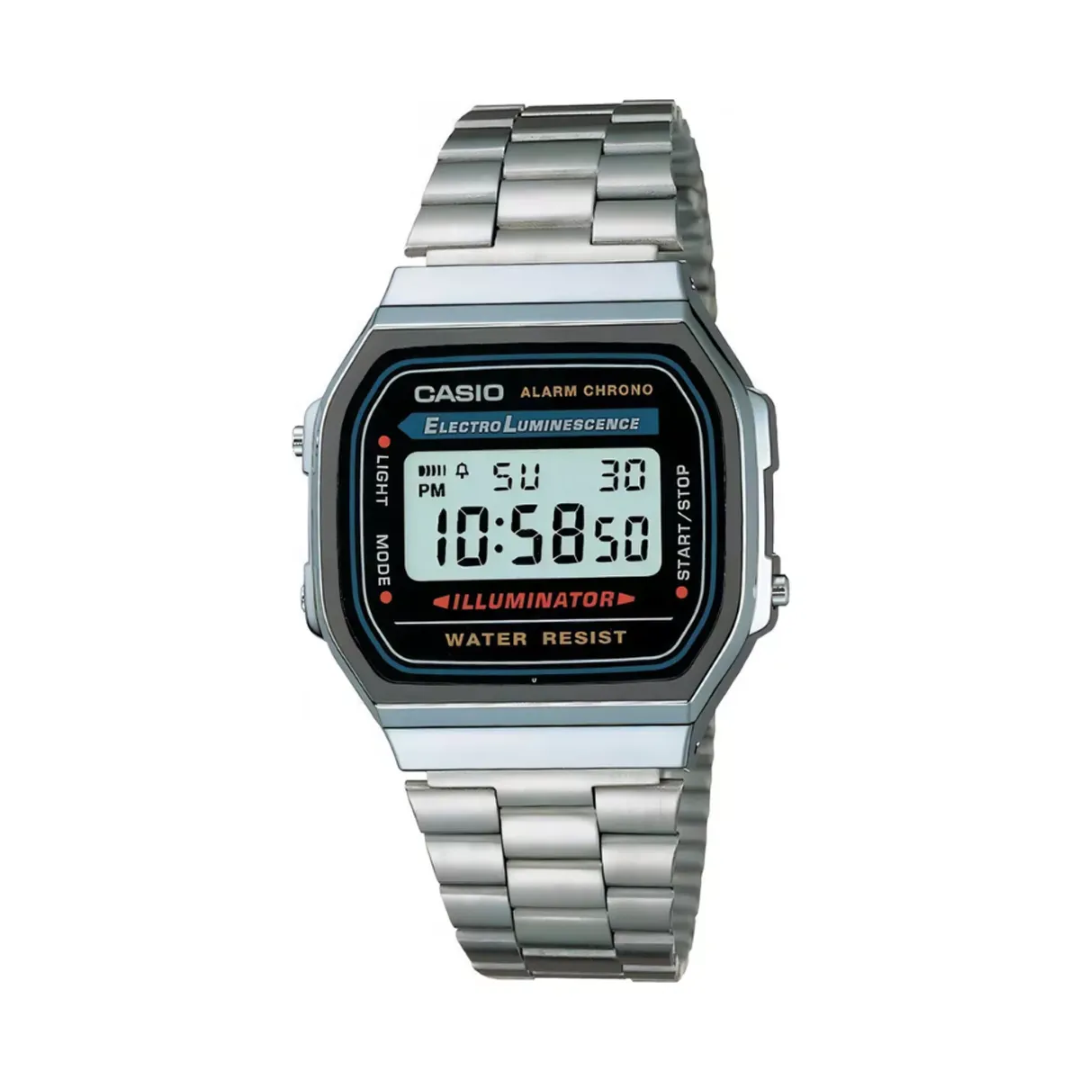 CASIO - Reloj pulsera digital Casio A-168 con correa de acero inoxidable