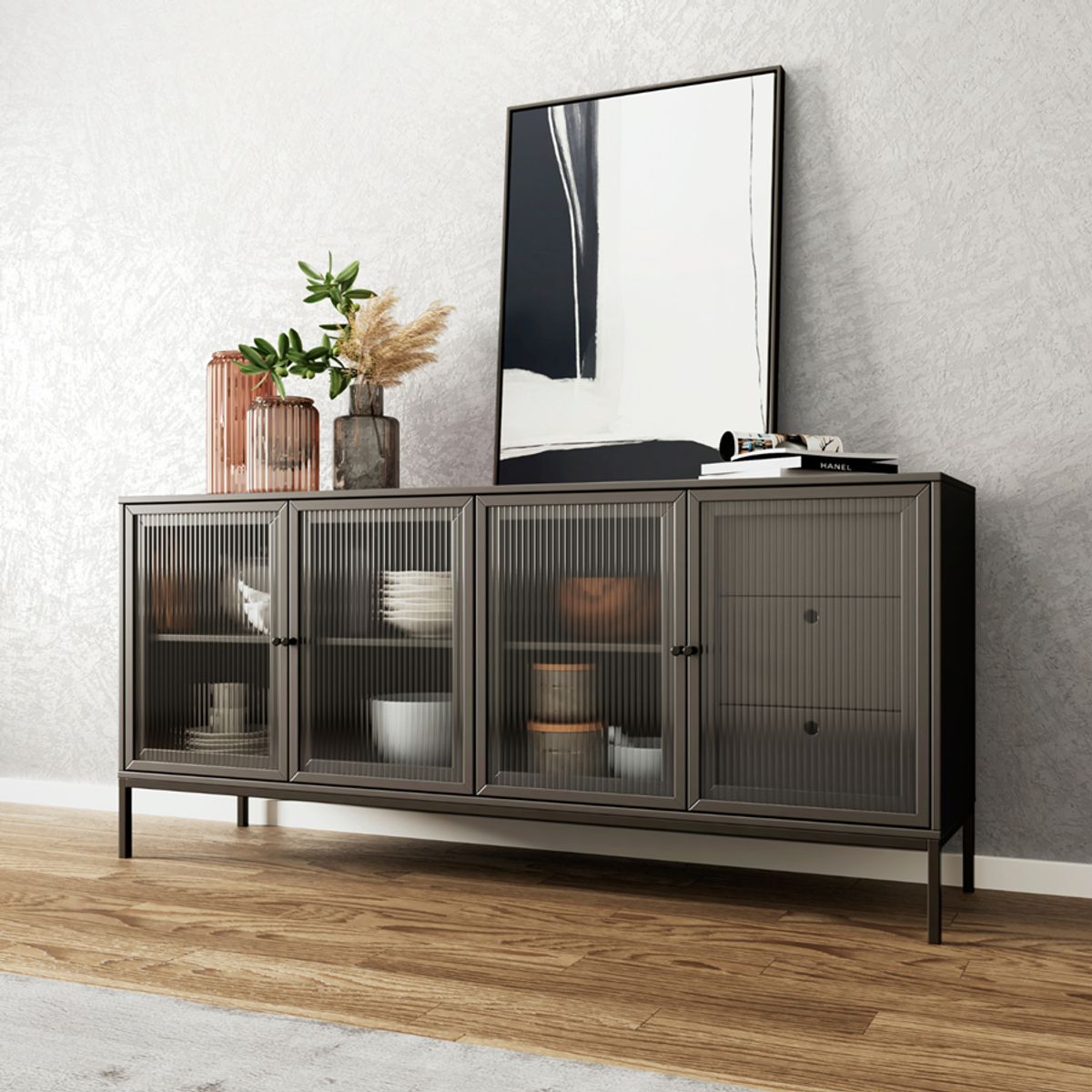 BRV MOVEIS - Aparador Rowan 81x180x45 cm Negro