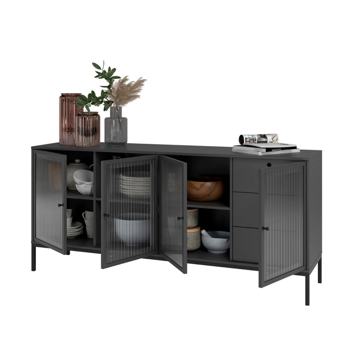 BRV MOVEIS - Aparador Rowan 81x180x45 cm Negro