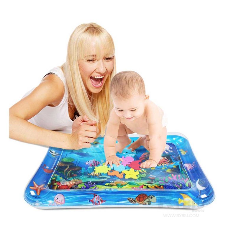GENERICO - Pack2 Colchoneta Bebe de Agua Sensorial Azul Y+Gift Stickers