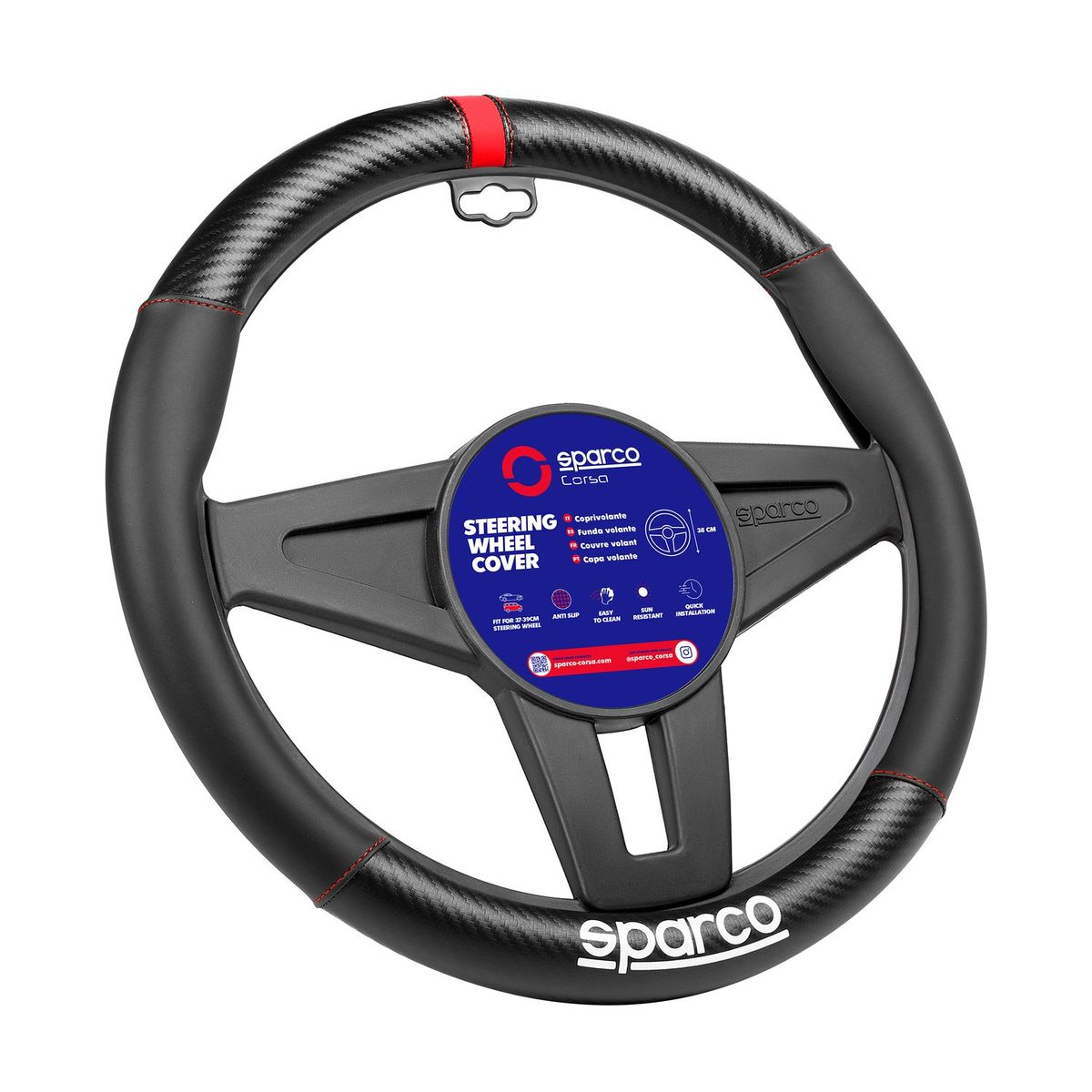 SPARCO - Cubre Volante Negro-Rojo para Auto SPS131RD