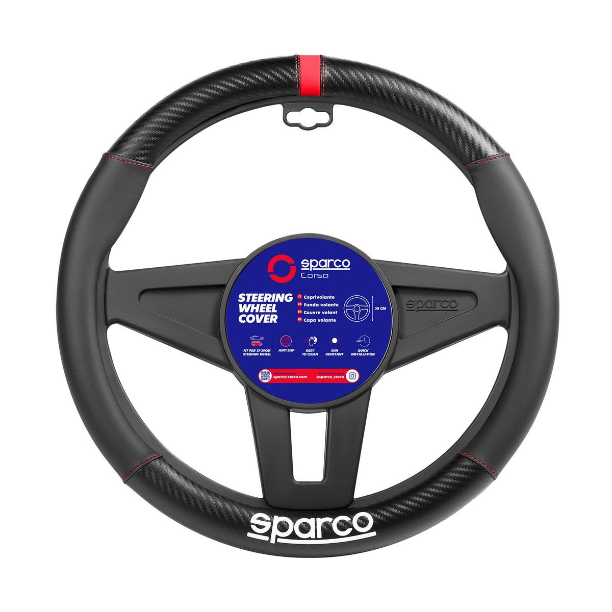 SPARCO - Cubre Volante Negro-Rojo para Auto SPS131RD