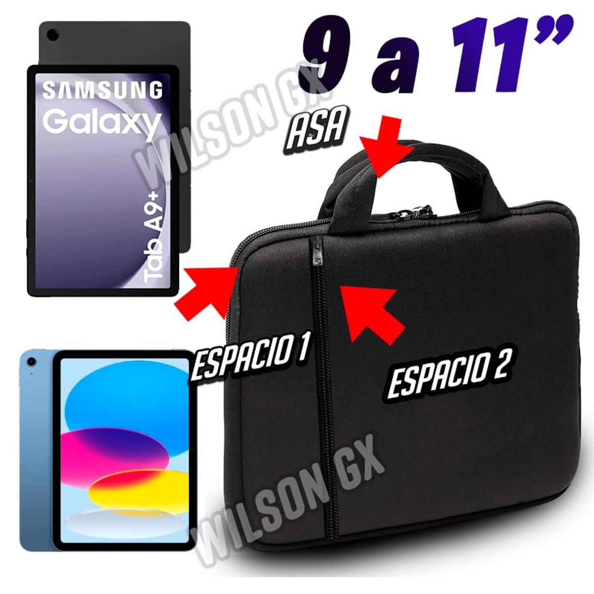 GENERICO - Funda Maletin para tablet e iPad de 9 a 11 pulgadas a9 plus tab s9 etc