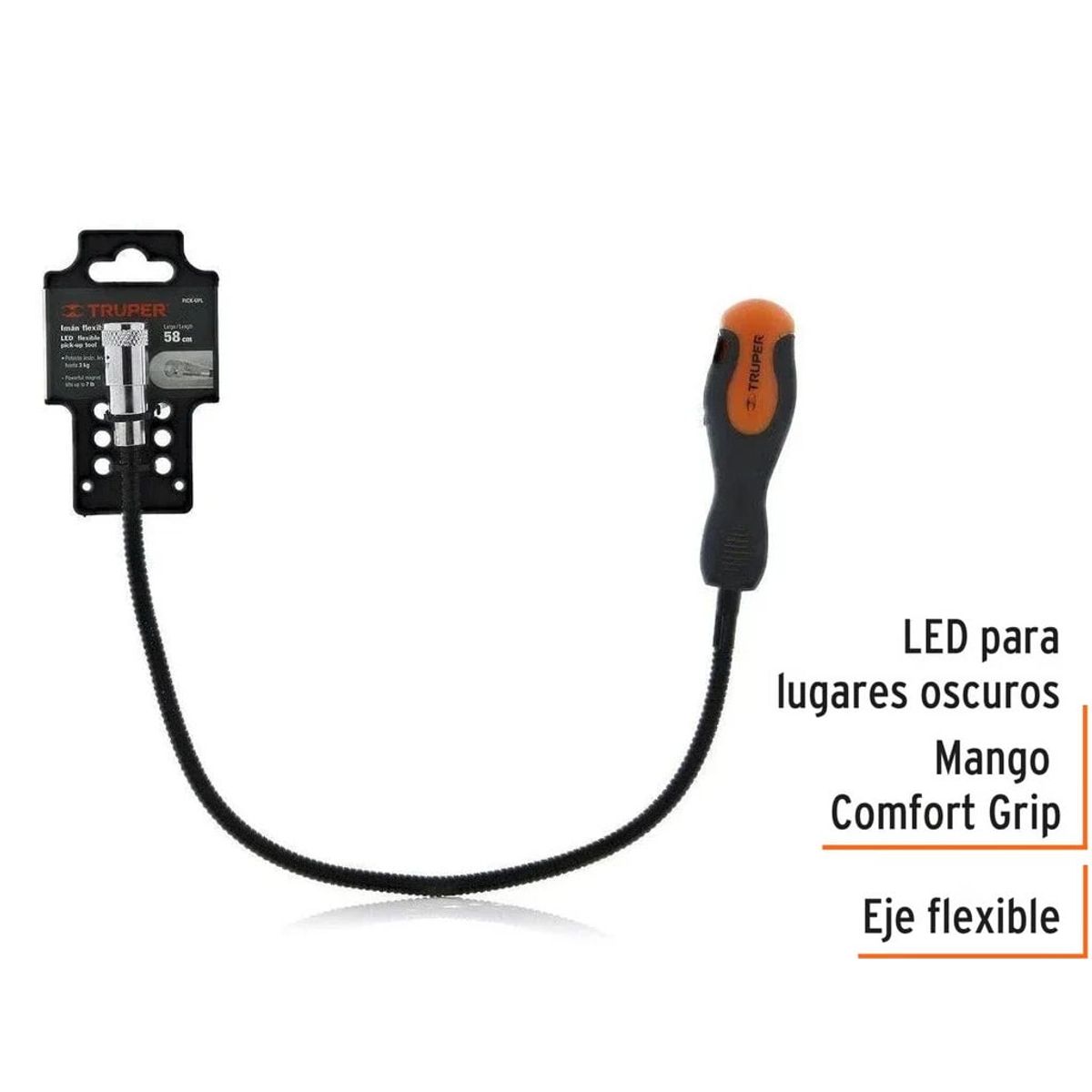 TRUPER - Iman flexible con Led Truper carga 3kg 58cm