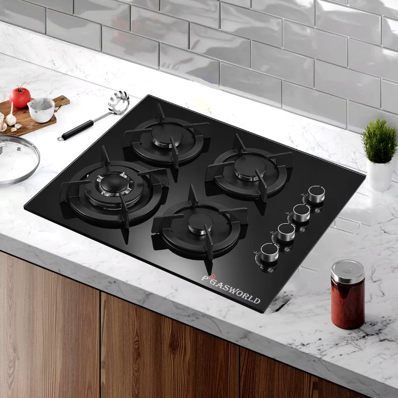 GENERICO - Cocina Empotrable  PGas 4 Quemadores Vidrio Templado 60cm
