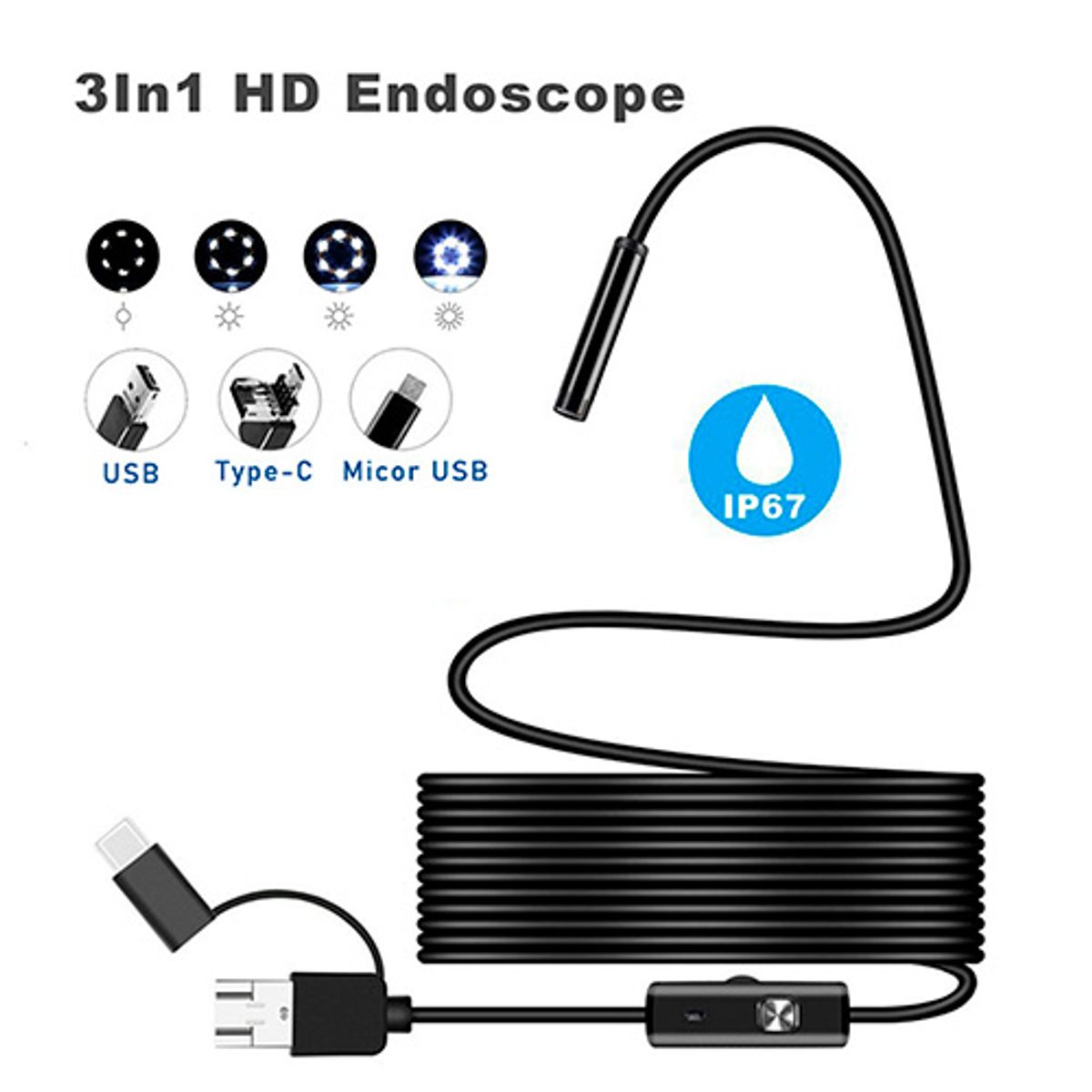 GENERICO - Camara Endoscopio Celular HD 2 Metros Android PC Sumergible Vehiculo