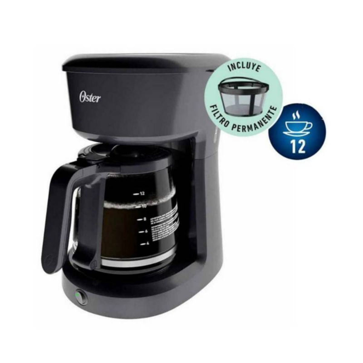 OSTER - Cafetera 12 tazas filtro permanente BVSTDCS12B