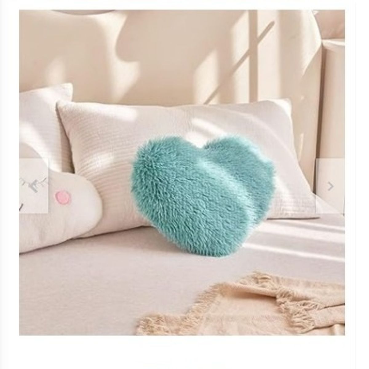 GENERICO - COJIN CORAZON PELO LARGO 35X35 verde jade