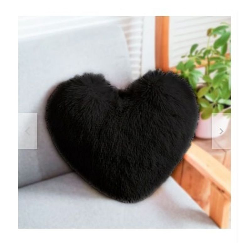 GENERICO - COJIN CORAZON PELO LARGO 35X35 negro