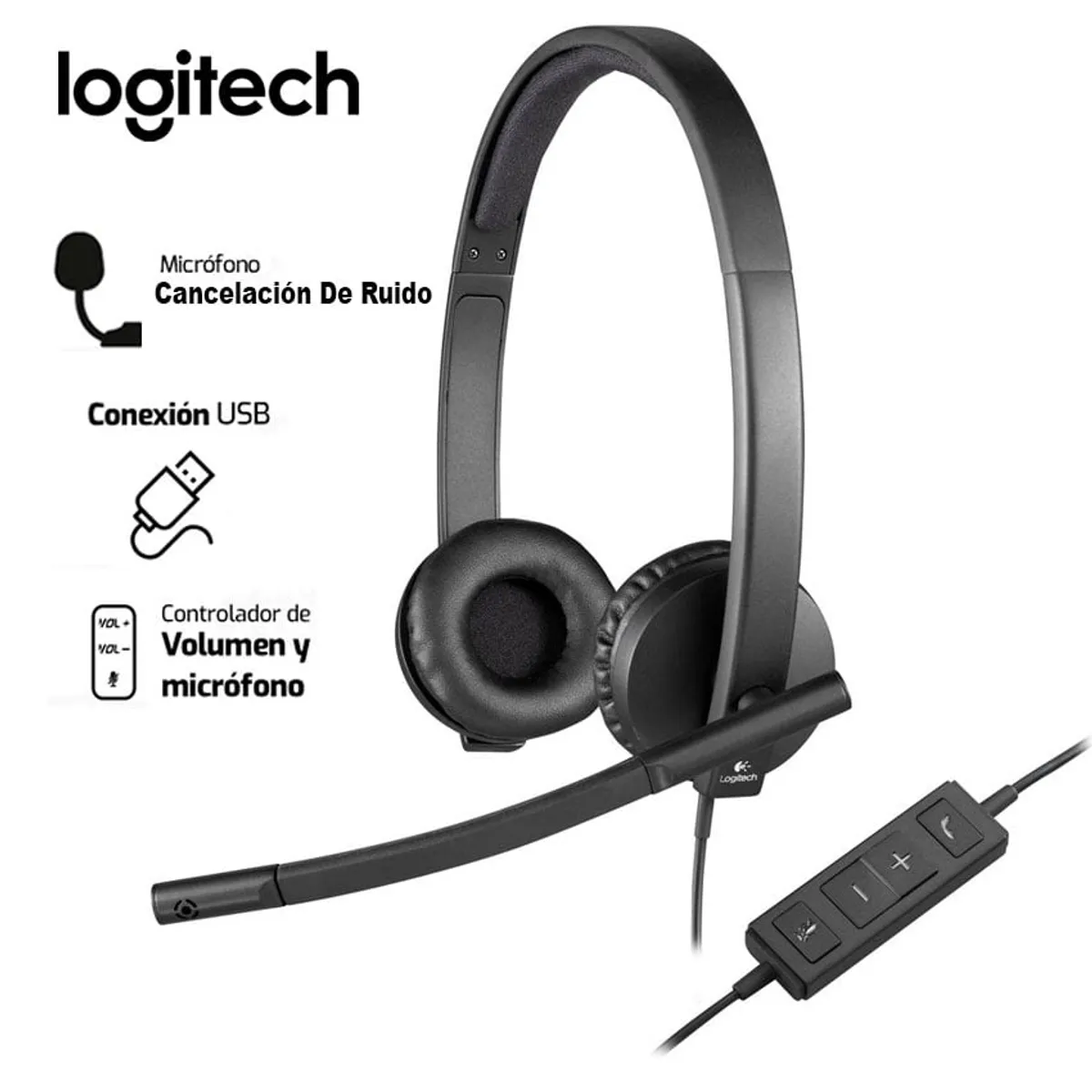 LOGITECH - Logitech H570e Auriculares Profesionales USB para Videoconferencias