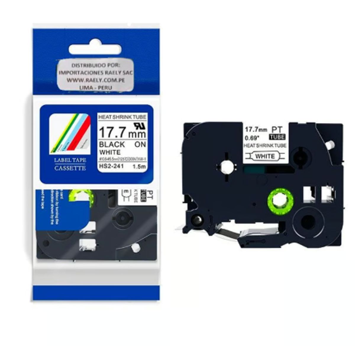 GENERICO - CINTA BROTHER COMPATIBLE HS2-241 17-7MM LETRA NEGRO SOBRE BLANCO