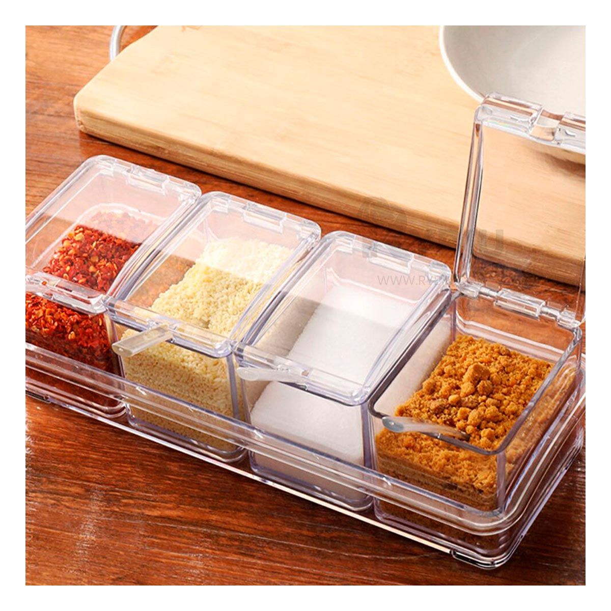 GENERICO - Especiero Diseño Moderno de 4 Unidades Y+Gift Stickers