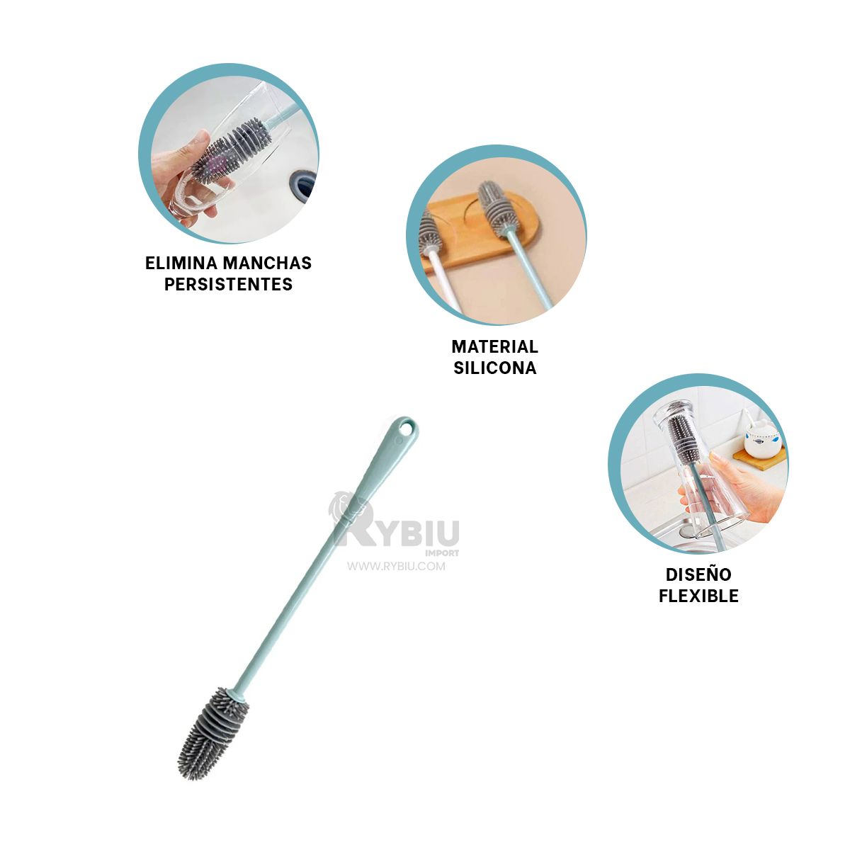 RYBIU IMPORT - Pack4 Escobilla Tacto Suave en Celeste Y+Regalo Agendita