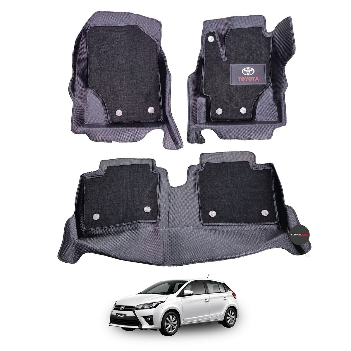 JET - Piso Diamante Con  Bandeja 5D Pro Toyota Yaris 2014-2022