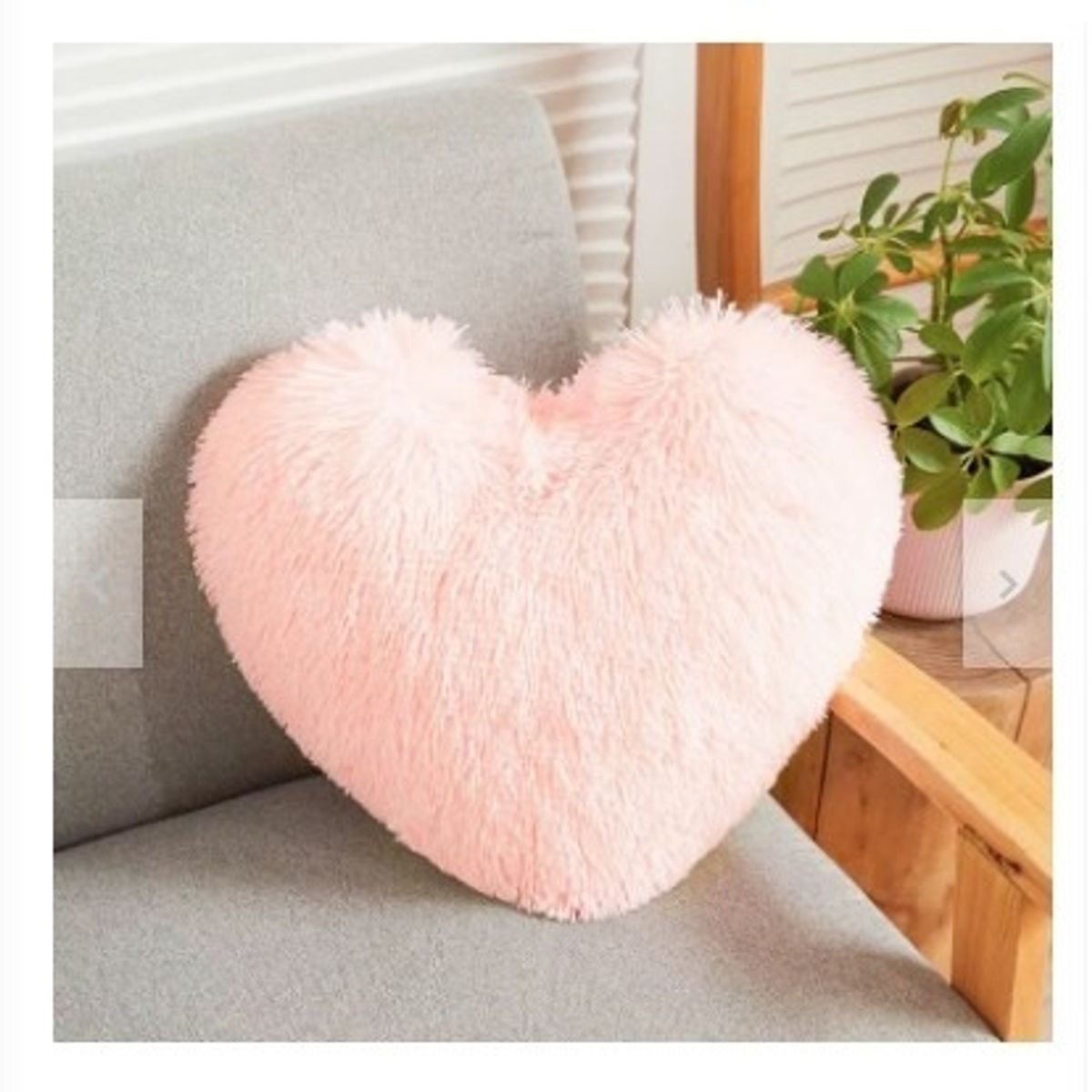 GENERICO - COJIN CORAZON PELO LARGO 35X35 rosado bebé