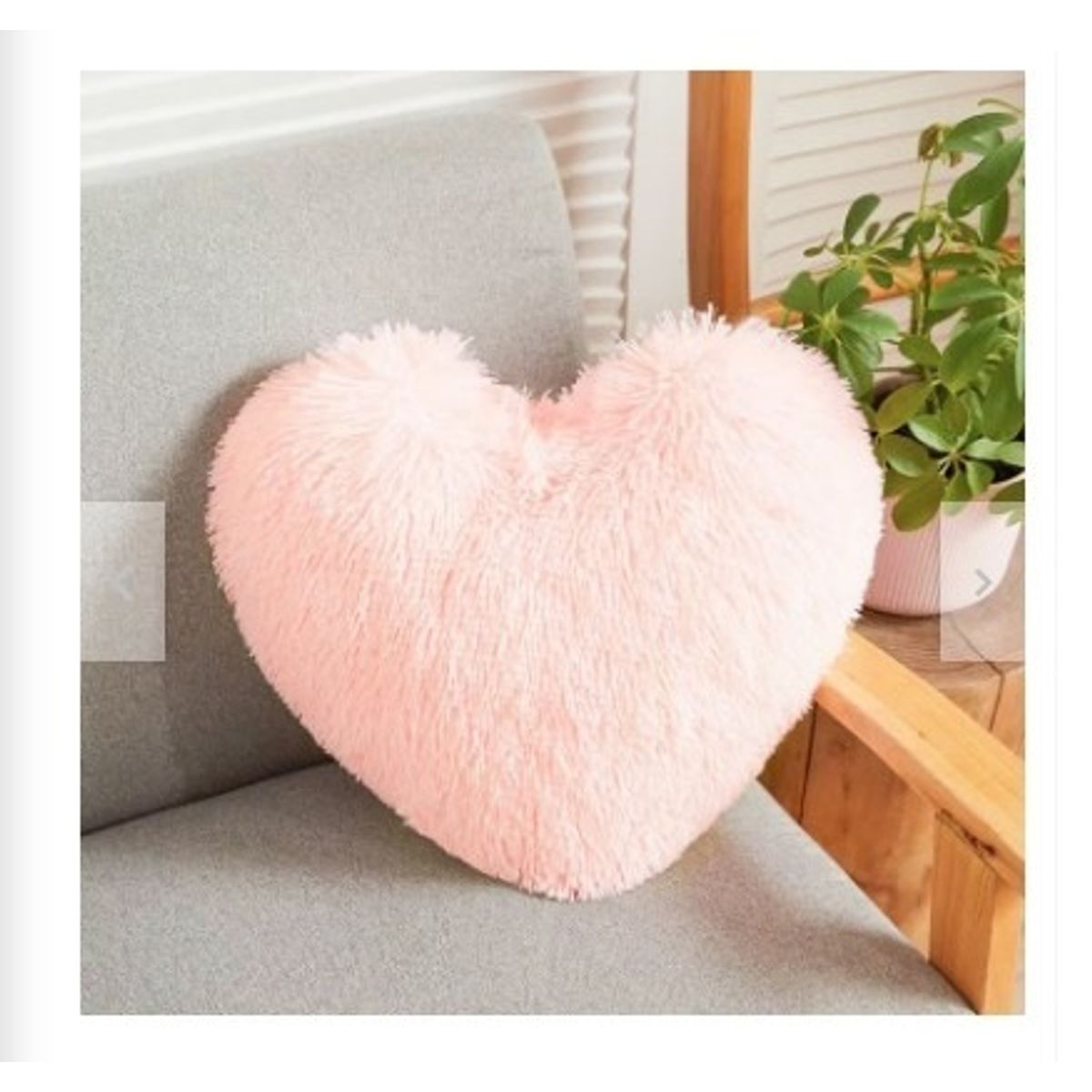 GENERICO - COJIN CORAZON PELO LARGO 35X35 rosado bebé