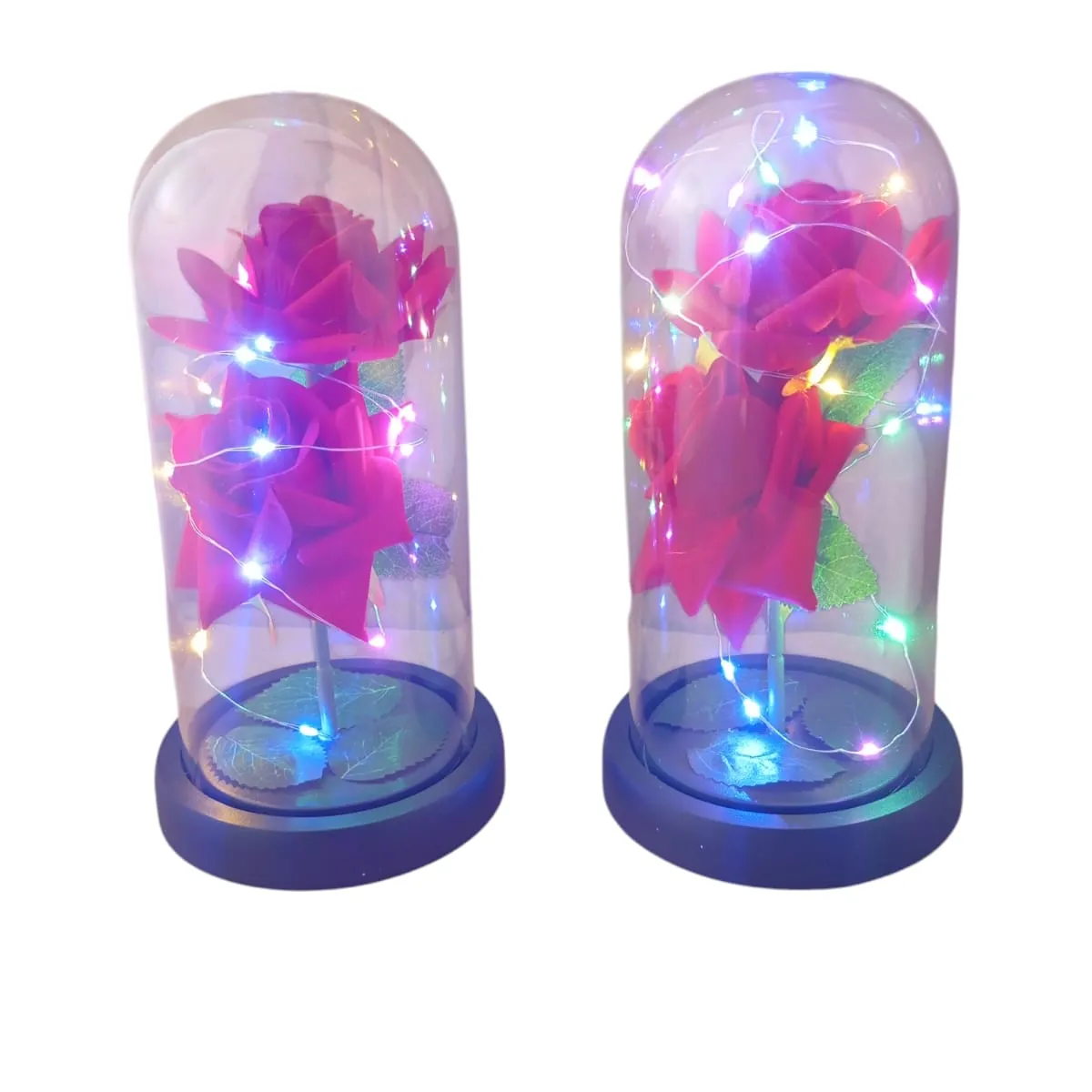 GENERICO - Cúpula 2 Rosa Eterna Roja con LED Multicolor