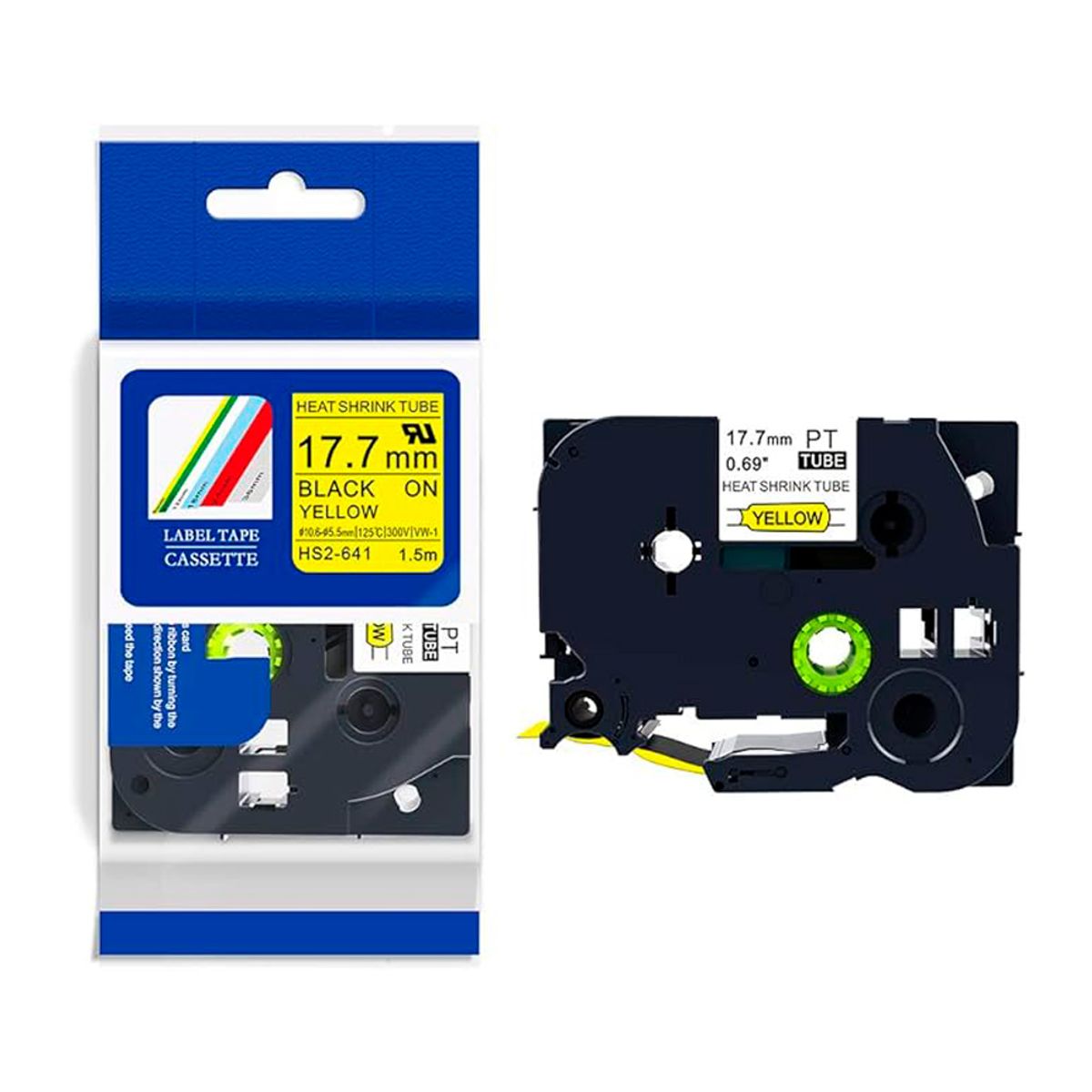 GENERICO - CINTA BROTHER COMPATIBLE HS2-641 17-7MM LETRA NEGRO SOBRE AMARILLO