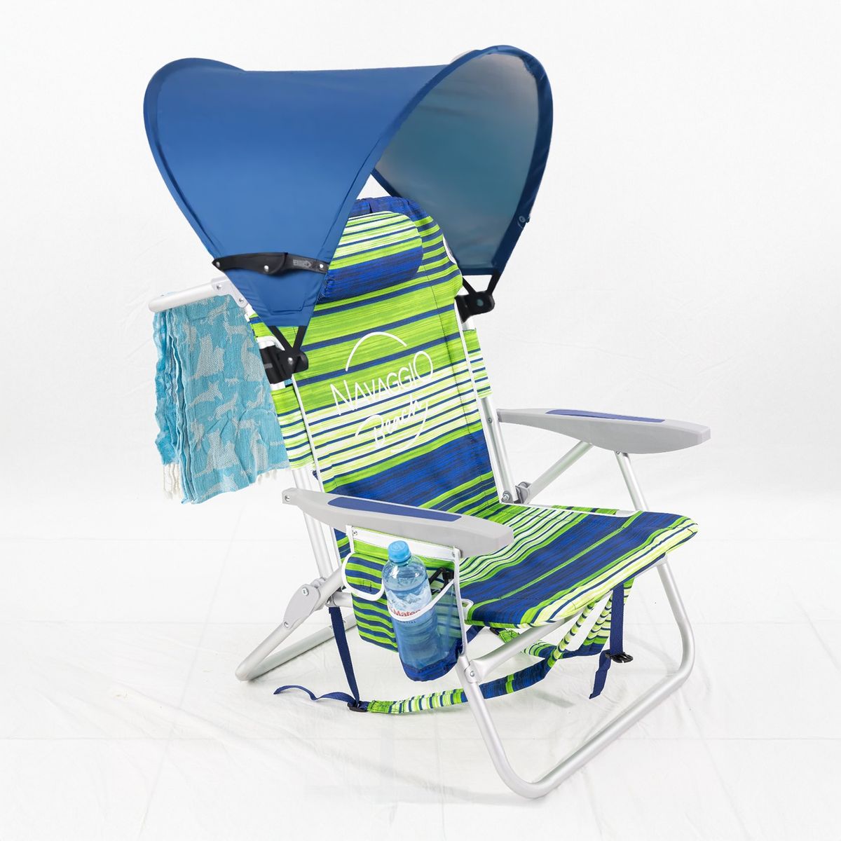 GENERICO - Silla de Playa Plegable 5 Posiciones Garden + Parasol plegable