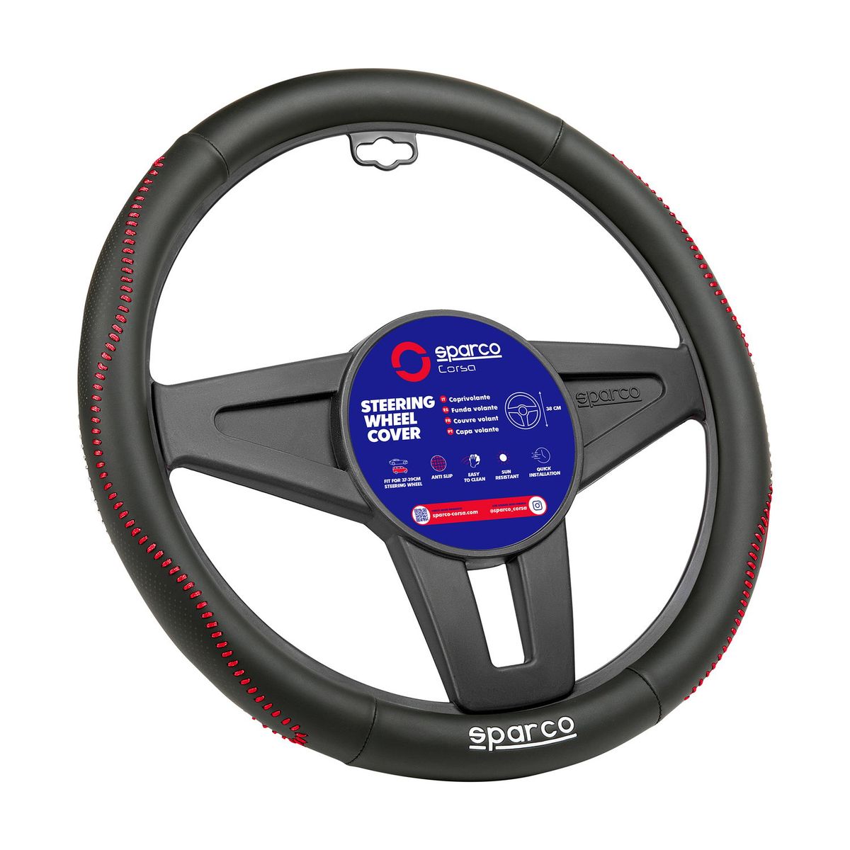 SPARCO - Cubre Volante Negro costura Roja SPS134RD